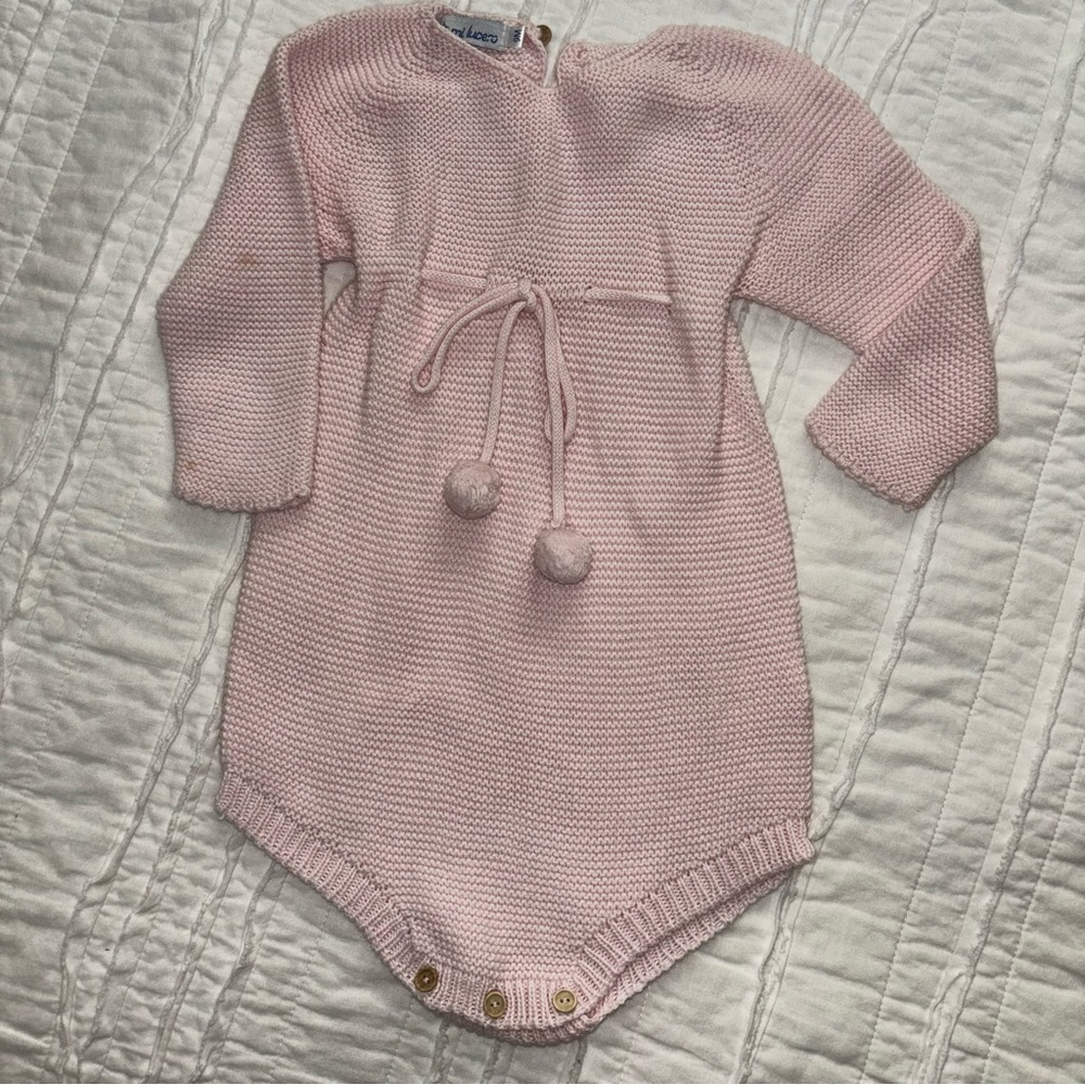 Mi Lucero Pastel Pink Sweater Knit Long Sleeve Bubble